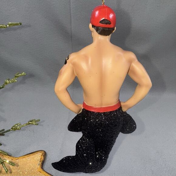 December Diamonds Bear Merman Ornament 2016 Red Cap Black Tail Retired - Picture 14 of 16